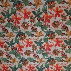 Oak Maple Leaves Acorns Fall Colors Cream Background Cotton Fabric 4 Yds RTC